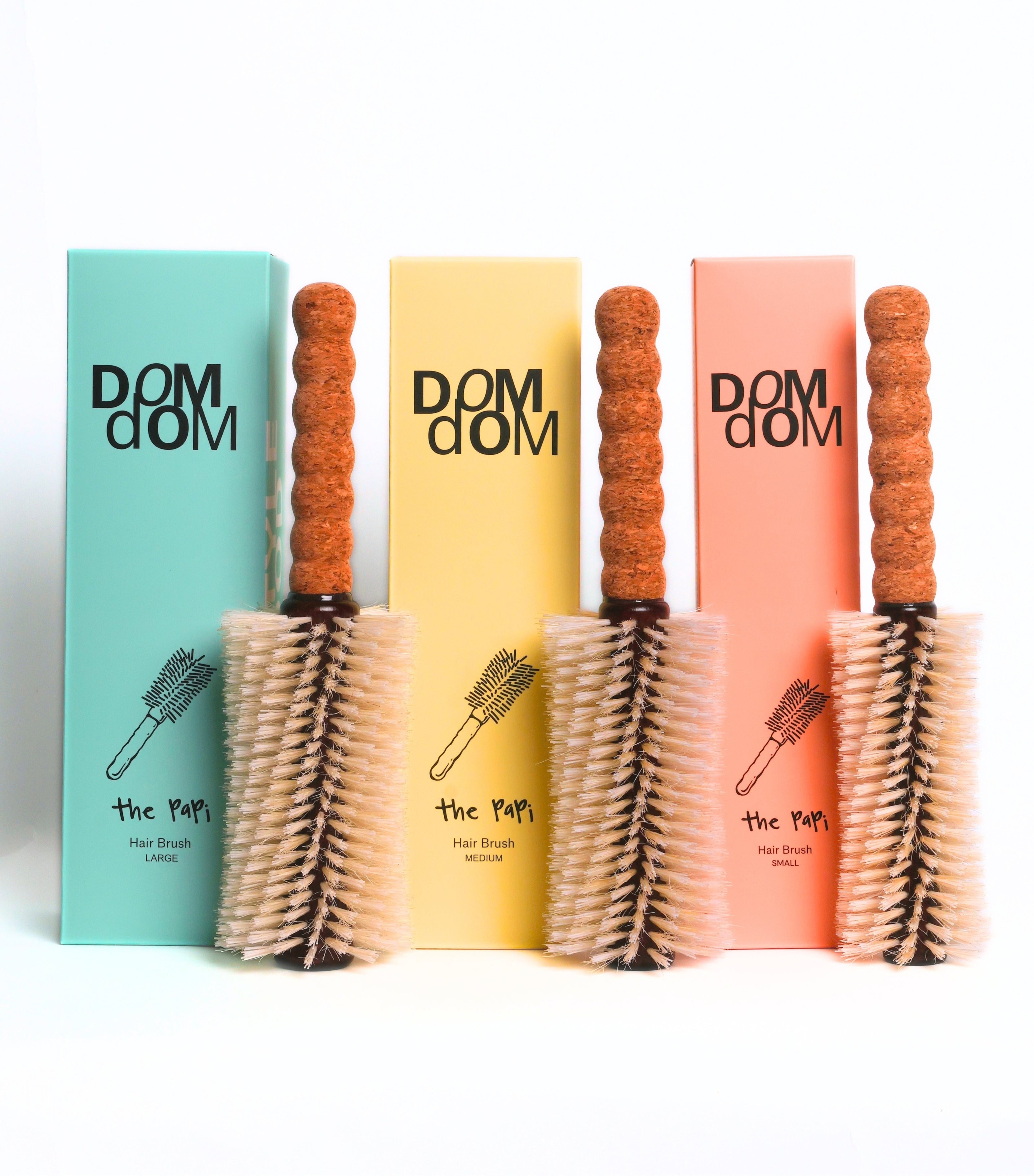 The Papi Long Barrel Boar / Nylon Bristle Brush Trio